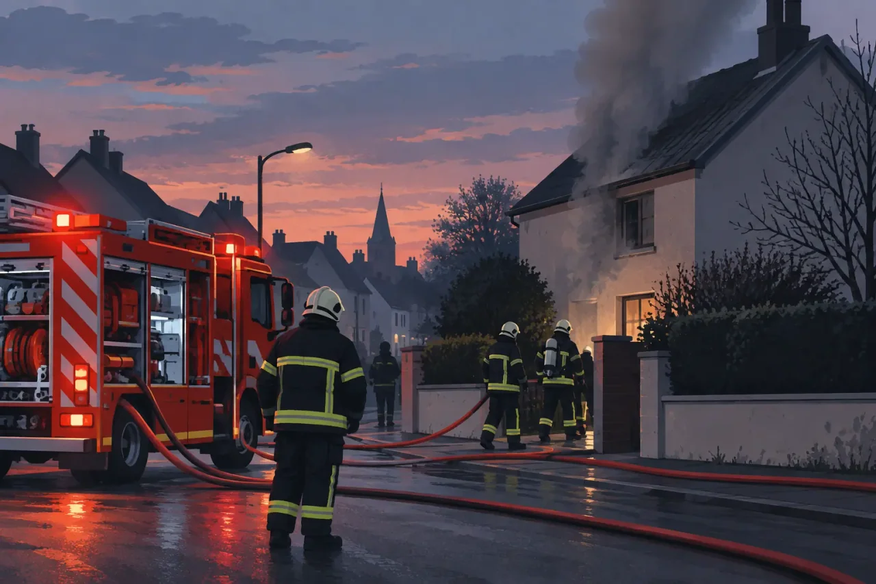 Illustration de l’intervention de pompiers lors d’un incendie d’habitation