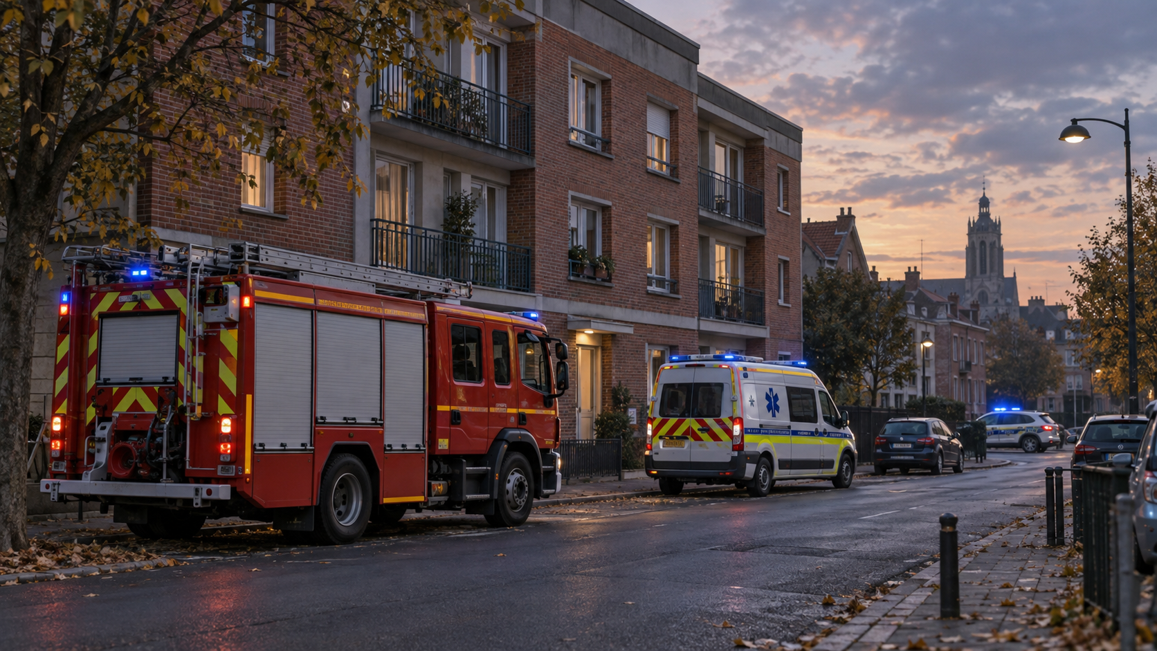 Intervention des secours dans une rue de Douai
